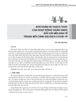 Khó khăn và thách thức của hoạt động ngân hàng đối với nền kinh tế trong bối cảnh đại dịch COVID-19