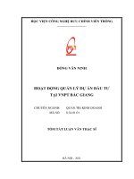 Tóm tắt Luận văn Thạc sĩ: Hoạt động quản lý dự án đầu tư tại VNPT Bắc Giang