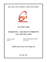 Tóm tắt Luận văn Thạc sĩ: Marketing - Mix dịch vụ FiberVNN tại VNPT Bắc Ninh
