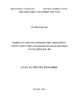Nghiên cứu một số cơ sở khoa học trồng rừng thâm canh sa mộc (cunninghamia lanceolata (lamb ) hook) ở vùng đông bắc bộ 