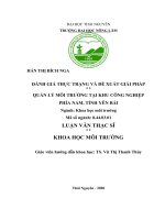 Đánh giá thực trạng và đề xuất giải pháp quản lý môi trường tại khu công nghiệp phía nam, tỉnh yên bái 