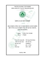 Hoạt động công tác xã hội trong giảm nghèo bền vững tại xã thiết ống huyện bá thước tỉnh thanh hóa 
