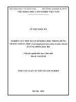 Nghiên cứu một số cơ sở khoa học trồng rừng thâm canh sa mộc (cunninghamia lanceolata (lamb ) hook) ở vùng đông bắc bộ TT 