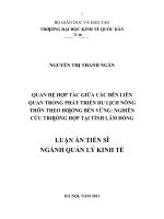 Quan hệ hợp tác giữa các bên liên quan trong phát triển du lịch nông thôn theo hướng bền vững   nghiên cứu trường hợp tỉnh lâm đồng 