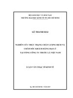 Luận văn thạc sĩ nghiên cứu thực trạng chất lượng dịch vụ chăm sóc khách hàng đại lý tại tổng công ty thuốc lá 