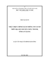 Thực hiện chính sách thông tin cơ sở trên địa bàn huyện châu thành, tỉnh an giang 