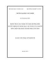 Phân tích các nhân tố ảnh hưởng đến quyết định sử dụng rau an toàn của người dân trên địa bàn thành phố cần thơ 