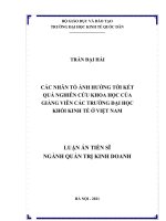 Các nhân tố ảnh hưởng tới kết quả nghiên cứu khoa học của giảng viên các trường đại học khối kinh tế ở việt nam 