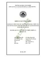 Đánh giá tiềm năng du lịch sinh thái dựa trên tài nguyên đa dạng sinh học tại khu du lịch sinh thái suối mỡ bắc giang 