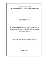 Đánh giá hiện trạng nước cấp tập trung của thành phố uông bí và đề xuất giải pháp đảm bảo chất lượng 