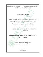 Đánh giá tác động của chính sách chi trả dịch vụ môi trường rừng đến công tác quản lý bảo vệ rừng trên địa bàn huyện tam đường tỉnh lai châu 