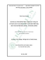 Đánh giá tình hình thực hiện quy hoạch sử dụng đất giai đoạn đến năm 2020 trên địa bàn thành phố hòa bình tỉnh hòa bình 