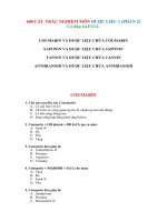 600 CÂU TRẮC NGHIỆM MÔN DƯỢC LIỆU 1 (PHẦN 2) (COUMARIN+SAPONIN+TANNIN+ANTHRANOID) (THEO BÀI - có đáp án FULL)