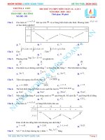 NW277 đề THI THỬ lần 1 TRẦN PHÚ hà TĨNH mã đề 101 2020 2021 chỉ có đề 