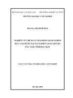 Nghiên cứu đề xuất giải pháp giảm nghèo dựa vào rừng tại xã nghiên loan huyện pác nặm tỉnh bắc kạn 