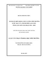 Đánh giá biến động chất lượng môi trường nước mặt của thành phố lạng sơn tỉnh lạng sơn giai đoạn 2014 2018 