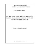 Luận văn thạc sĩ các nhân tố ảnh hưởng đến chất lượng báo cáo tài chính của các doanh nghiệp nhỏ và vừa 