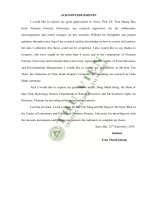 Impacts of economic activities to the water quality of hieu river in chau hanh commune quy chau district nghe an province 