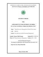 Assessment of the diversity of birds in cat ba national park hai phong city 