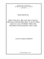 Luận văn Thạc sĩ Tài chính ngân hàng: Hiệu ứng quy mô, giá trị và quán tính giá ảnh hưởng đến tỷ suất sinh lợi của các cổ phiếu trên thị trường chứng khoán Việt Nam