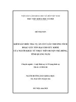 Kiểm sát điều tra vụ án cố ý gây thương tích hoặc gây tổn hại cho sức khỏe của người khác từ thực tiễn huyện Trà Bồng, tỉnh Quảng Ngãi