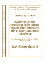 Đánh giá việc thực hiện chính sách bồi thường và hỗ trợ trong thu hồi đất ở một số dự án trên địa bàn huyện triệu phong tỉnh quảng trị 