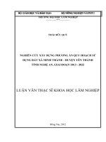 Nghiên cứu xây dựng phương án quy hoạch sử dụng đất xã minh thành huyện yên thành tỉnh nghệ an giai đoạn 2013 2022 