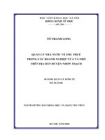 Luận văn QUẢN lý NHÀ nước về THU THUẾ TRONG các DOANH NGHIỆP vừa và NHỎ TRÊN địa bàn HUYỆN NHƠN TRẠCH 