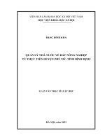 QUẢN LÝ NHÀ NƯỚC VỀ ĐẤT NÔNG NGHIỆP TỪ THỰC TIỄN HUYỆN PHÙ MỸ, TỈNH BÌNH ĐỊNH