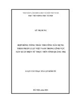 Hợp đồng tổng thầu thi công xây dựng theo pháp luật Việt Nam trong lĩnh vực sản xuất điện từ thực tiễn tỉnh Quảng Trị
