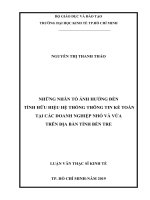 Luận văn thạc sĩ những nhân tố ảnh hưởng đến tính hữu hiệu hệ thống thông tin kế toán tại các doanh nghiệp nhỏ và vừa 