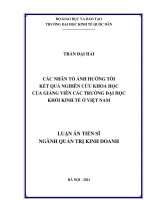 Các nhân tố ảnh hưởng tới kết quả nghiên cứu khoa học của giảng viên các trường đại học khối kinh tế ở việt nam 