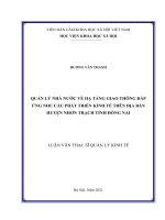 Quản lý nhà nước về hạ tầng giao thông đáp ứng nhu cầu phát triển kinh tế trên địa bàn huyện nhơn trạch tỉnh đồng nai