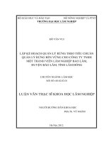 Lập kế hoạch quản lý rừng theo tiêu chuẩn quản lý rừng bền vững cho công ty TNHH một thanh viên lâm nghiệp bảo lâm huyện bảo lâm tỉnh lâm đồng 