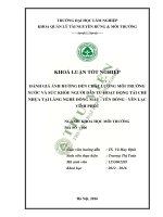 Đánh giá ảnh hưởng đến chất lượng môi trường nước và sức khỏe người dân từ hoạt động tái chế nhựa tại làng nghề đông mẫu yên đồng yên lạc vĩnh phúc 