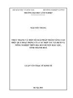 Thực trạng và một số giải pháp nhằm nâng cao hiệu quả hoạt động của các hợp tác xã dịch vụ nông nghiệp trên địa bàn huyện hậu lộc tỉnh thanh hóa 