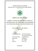 Nghiên cứu đánh giá hiện trạng và đề xuất giải pháp nâng cao chất lượng nước sinh hoạt tại xã phú sơn huyện ba vì thành phố hà nội 