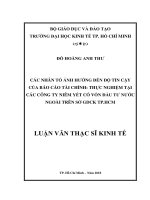 Luận văn thạc sĩ các nhân tố ảnh hưởng đến độ tin cậy của báo cáo tài chính   thực nghiệm tại các công ty niêm yết 