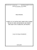 Nghiên cứu xu hướng phát triển nông nghiệp huyện từ liêm thành phố hà nội trong điều kiện công nghiệp hóa đô thị hóa 