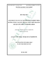 Giải pháp tái cơ cấu ngành nông nghiệp theo hướng nâng cao giá trị gia tăng trên địa bàn huyện yên thủy tỉnh hòa bình 