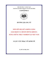 Luận văn Thạc sĩ Kinh tế: Mối liên hệ giữa khối lượng giao dịch và chỉ số chứng khoán - Bằng chứng thực nghiệm tại Việt Nam