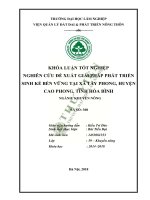 Nghiên cứu đề xuất giải pháp phát triển sinh kế bền vững tại xã tây phong huyện cao phong tỉnh hòa bình 