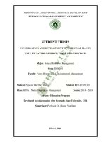 Conservation and development of medicinal plants in pu hu nature reserve thanh hoa province 
