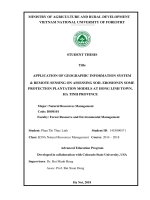 Application of geographic information system  remote sensing on assessing soil erosionin some protection plantation models at hong linh town ha tinh province 