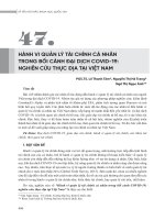 Hành vi quản lý tài chính cá nhân trong bối cảnh đại dịch COVID-19: Nghiên cứu thực địa tại Việt Nam
