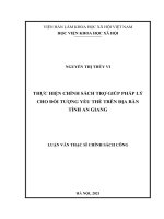Thực hiện chính sách trợ giúp pháp lý cho đối tượng yếu thế trên địa bàn tỉnh an giang 