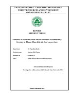 Influence of relevant actors on the outcomes of community forestry in thuan chau district son la province 