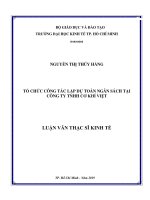 Luận văn thạc sĩ tổ chức công tác lập dự toán ngân sách tại công ty TNHH cơ khí việt 