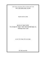QUẢN LÝ NHÀ NƯỚC VỀ LỄ HỘI TỪ THỰC TIỄN THÀNH PHỐ HỘI AN, TỈNH QUẢNG NAM