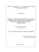 Nghiên cứu một số giải pháp bảo tồn đa dạng sinh học có sự tham gia của cộng đồng ở khu bảo tồn thiên nhiên tà đùng tỉnh đak nông 